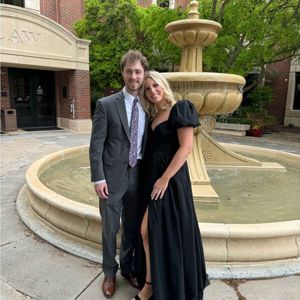 Black puff sleeve, prom dress, full length - Picture 2 of 4